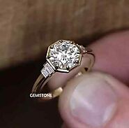 3 CT Round & Baguette Cut Moissanite Five Stone Engagement Ring 14K Yellow Gold | eBay