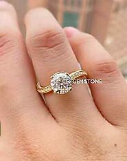 3 CT Round Cut Moissanite Channel Set Women Engagement Ring 14k Yellow Gold | eBay