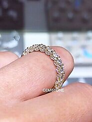 3CTW Round Cut Moissanite Half Eternity Vintag Halo Wedding Band 14K Yellow Gold | eBay