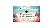 Graduation party banner String Lights Summer Palm Trees