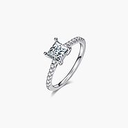 Aurora Sterling Silver Princess Cut Engagement Ring with Moissanite – Floramuse