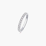 Platinum Plated Sterling Silver Flora Half Pave Band with Moissanites – Floramuse