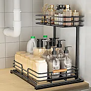 Walmart - LAMU Under Sink Organizers and Storage, 2 Tier Kitchen Bathroom Cabinet Organizers and Storage, Pull Out Un...