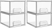 Amazon.com - Vtopmart 4 Pack Clear Stackable Storage Drawers, 4.4'' Tall Acrylic Bathroom Makeup Organizer,Plastic St...