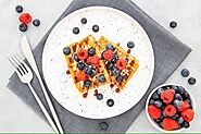 Birthday Cake Whey Protein Waffles with Fresh Berries