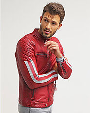 Milo Red Quilted Leather Jacket – Stylish Warmth at Shopperfiesta