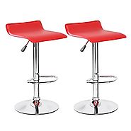 Red Leather Bar Stools for Kitchen