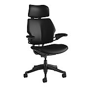 Humanscale Freedom Headrest Chair | Graphite Frame – Black Leather