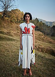 Buy Multicolor canvas Maxi Dress - Petal Parade Dress by Kharakapas // Only Ethikal - Sustainable Brand.