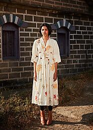 Buy Multicolor Cotton Mul Dress - Ivory Mist Dress by Kharakapas // Only Ethikal - Sustainable Brand.