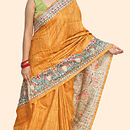 Buy Authentic Madhubani Sarees Online | Hand-Painted Silk & Cotton Sarees | Culturati Decor