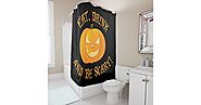 Black Halloween Shower Curtain Eat Drink Be Scary