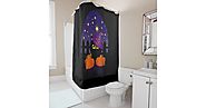Halloween, Black Cat in a Wizards Hat, Shower Curtain