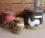 Shabby Country Chic Rooster Tin Canister Set