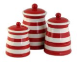 Terramoto Ceramic 3-Piece Stripes Canister Set, Red