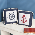 Anchors Away Nautical Embroidered Decorative Pillows Set of 2
