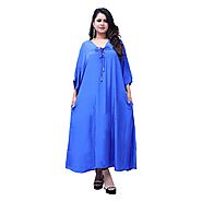 Blue Long Kaftan with Pockets, Buy Blue Long Kaftan Kurta Online