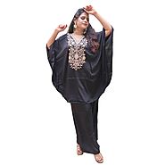 Buy Black Embroidery Kaftan Pant Set Online in India