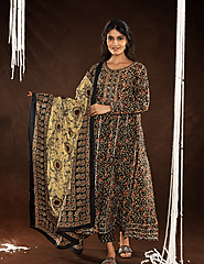 Buy Brown Cotton Anarkali Traditional Dress Online – Ocean Ethnic