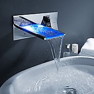 Color Changing LED Waterfall Bathroom Faucet - Wall Mount