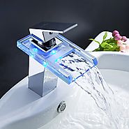 Color Changing LED Waterfall Bathroom Faucet