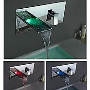 Color Changing LED Waterfall Bathroom Faucet (Wall Mount)