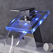 Color Changing LED Waterfall Bathroom Faucet - Chrome Finish
