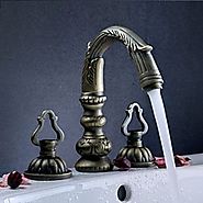 Antique Brass Luxury Solid Brass Widespread Bathroom Sink Faucet