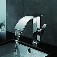 Chrome Finish Contemporary Waterfall Bathroom Sink Faucet