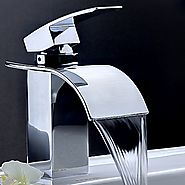 Contemporary Waterfall Bathroom Sink Faucet - Chrome Finish