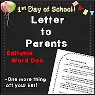First Day of School Letter to Parents