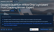 Google's Quantum Willow Chip 'Lightyears' From Cracking Bitcoin: Expert