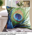 FablegentXH1 - Elegant Decorative Throw Pillow Cover - Peacock Feathers Design on Both Sides - Soft Velvet Fabric - R...