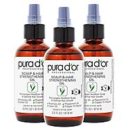 PURA D'OR Scalp & Hair Strengthening Oil (3.3oz x3 = 9.9oz) Supports Optimal Growth, Reduce Breakage, Nourish Roots f...