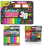 Crayola 3-D Neon Washable Sidewalk Chalk, Neon Glitter Chalk and Chalk Paint Bottleheads