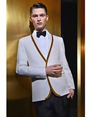 Get An Attractive Look By Wearing White And Burgundy Tuxedo