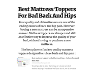 Best Mattress Toppers For Bad Back And Hips