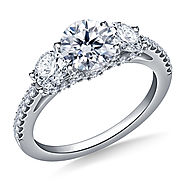 2.00 ct. tw. Round Diamond Three Stone Engagement Ring in 14K White Gold