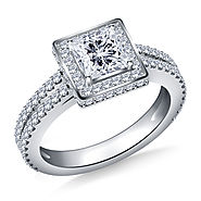 1.00 ct. tw. Split Shank Princess Cut Diamond Ring in 14K White Gold