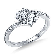 1/2 ct. tw. Diamond Cluster You & Me Engagement Ring with Bypass Design in 14K White Gold