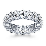 Prong Set Oval Cut Diamond Adorned Eternity Ring in Platinum (8.00 - 9.50 cttw.)