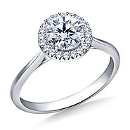5/8 ct. tw. Round Brilliant Diamond Halo Cathedral Engagement Ring in 14K White Gold