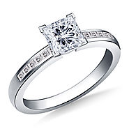 3/4 ct. tw. Princess Cut Diamond Channel Set Engagement Ring in 14K White Gold