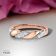 Chiba Love Twine Diamond Band - Set in 18 Kt Rose Gold (2.73 gms) with Diamonds (0.14 Ct, IJ-SI) Certified by SGL