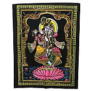 Divine lovers radha krishna sequin sitara wall tapestry