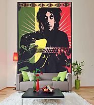 Bob marley with guitar hippie wall tapestry