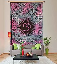 Stylish om printed indian pink mandala wall hanging