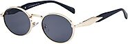 Step Out in Style with Trendy Oval Metal Frame Sunglasses