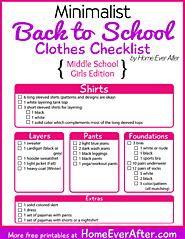 {Free Printables} Minimalist Back to School Clothes Checklist for Middle School Girls - Home Ever After
