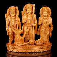 Mystical Wooden Ram Darbar- Rama Sita Laxman Hanuman Family Statue- 8"